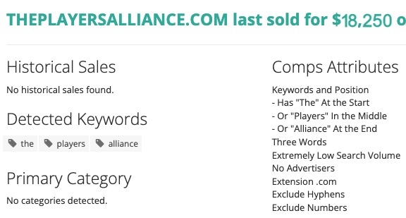 单词组合域名ThePlayersAlliance.com以12.3万完成交易