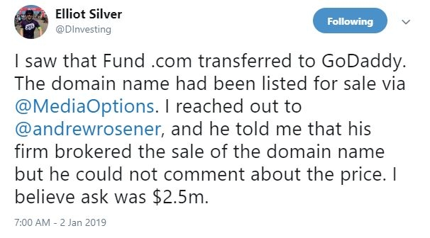 四字母域名Fund.com近1700万成交！买家捡到“大便宜”了