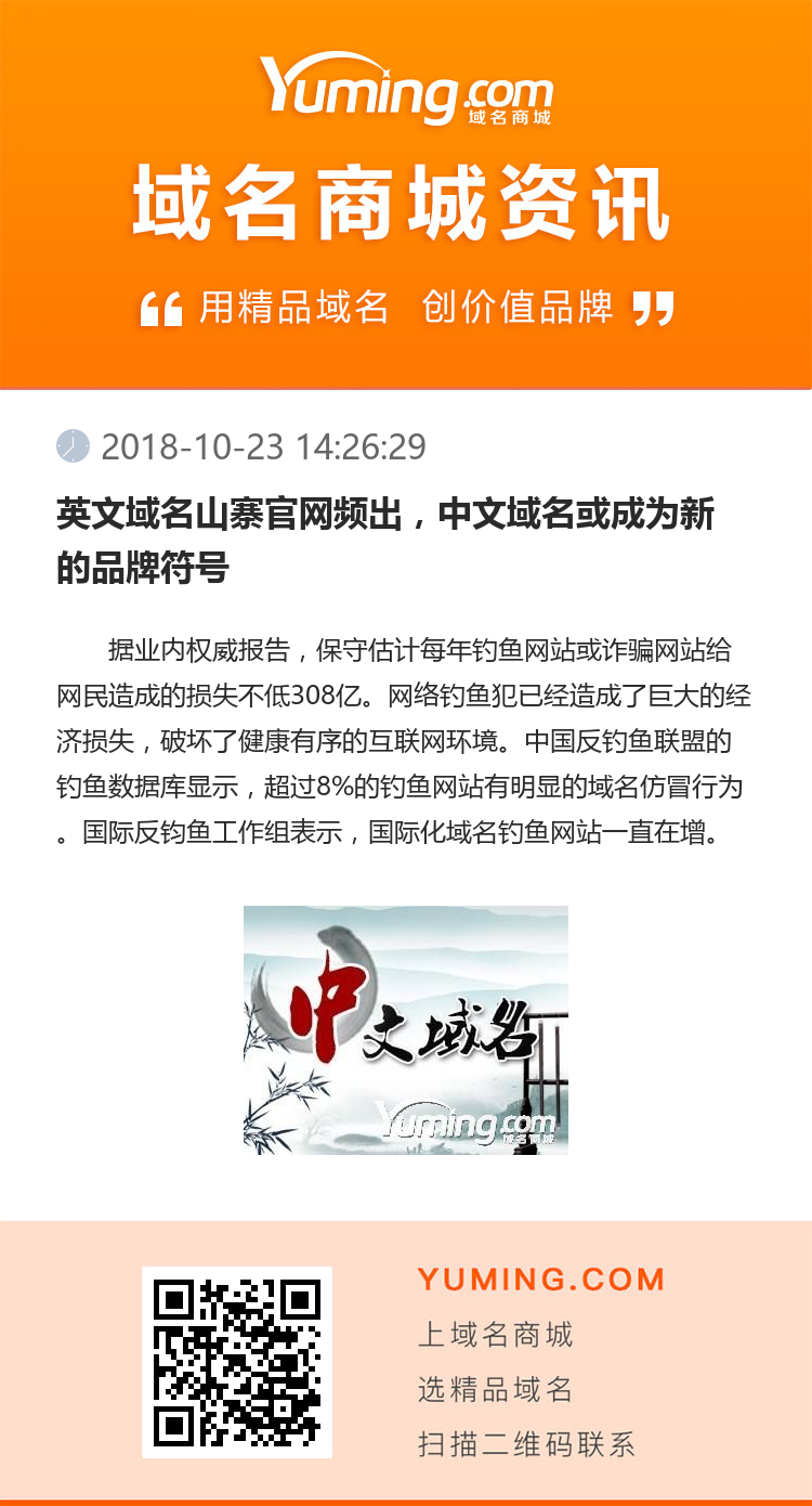 英文域名山寨官网频出，中文域名或成为新的品牌符号