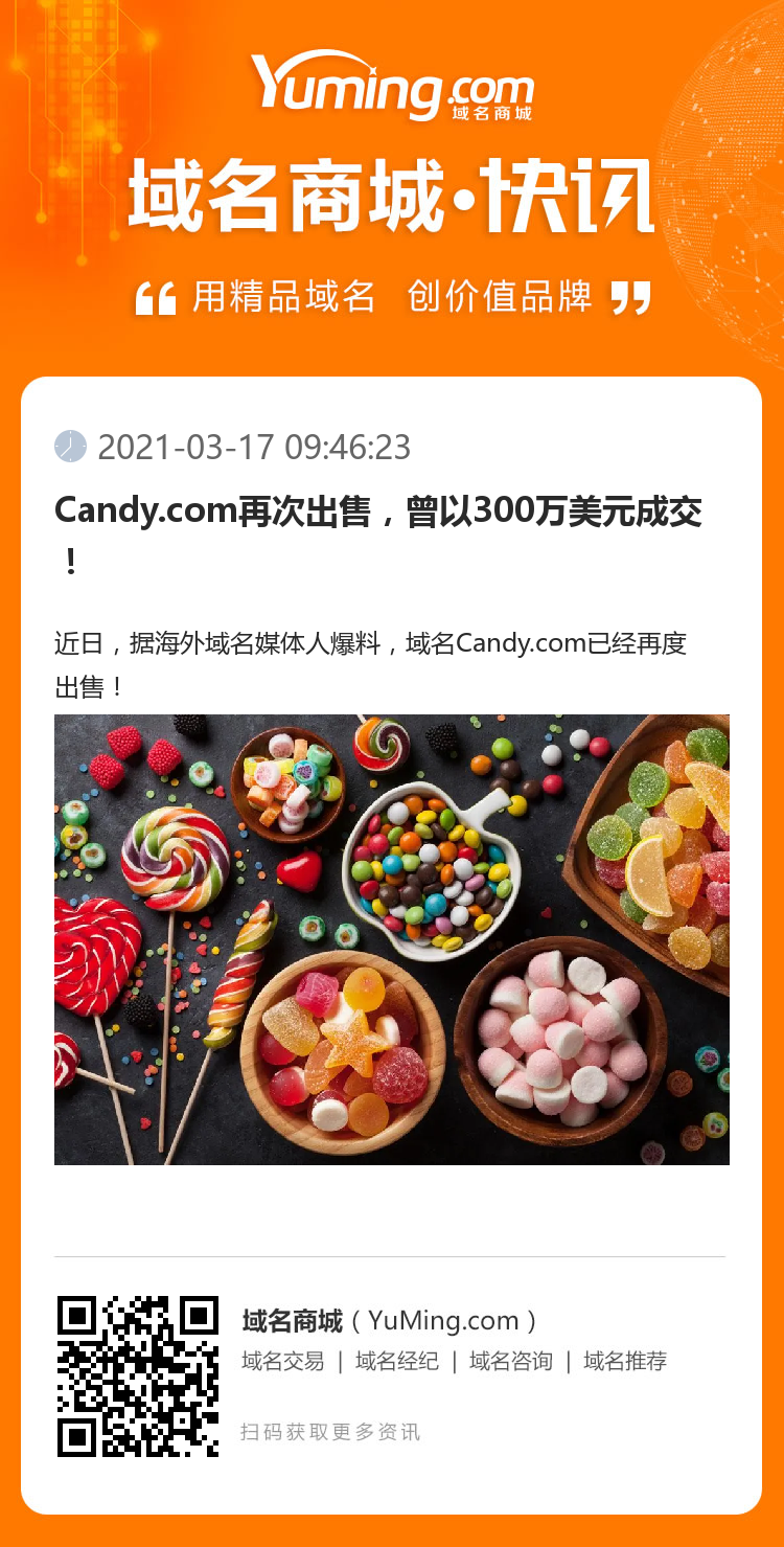 Candy.com再次出售，曾以300万美元成交！