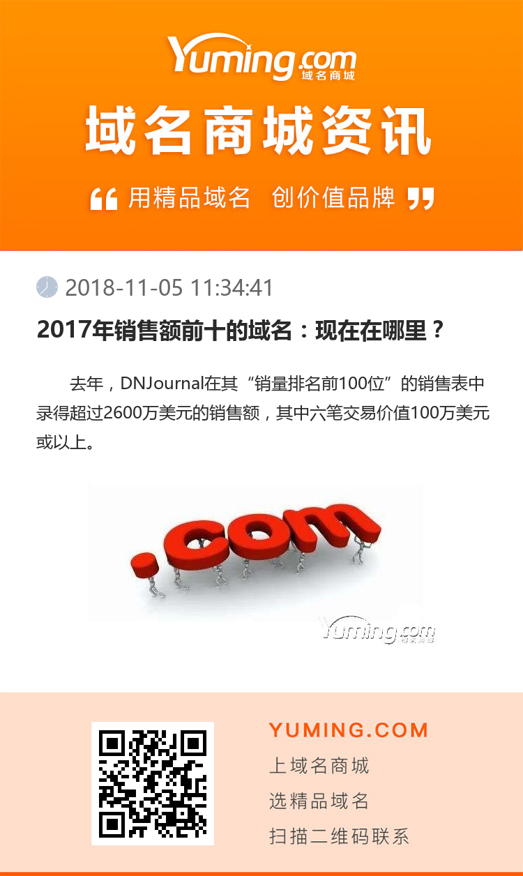 2017年销售额前十的域名：现在在哪里？