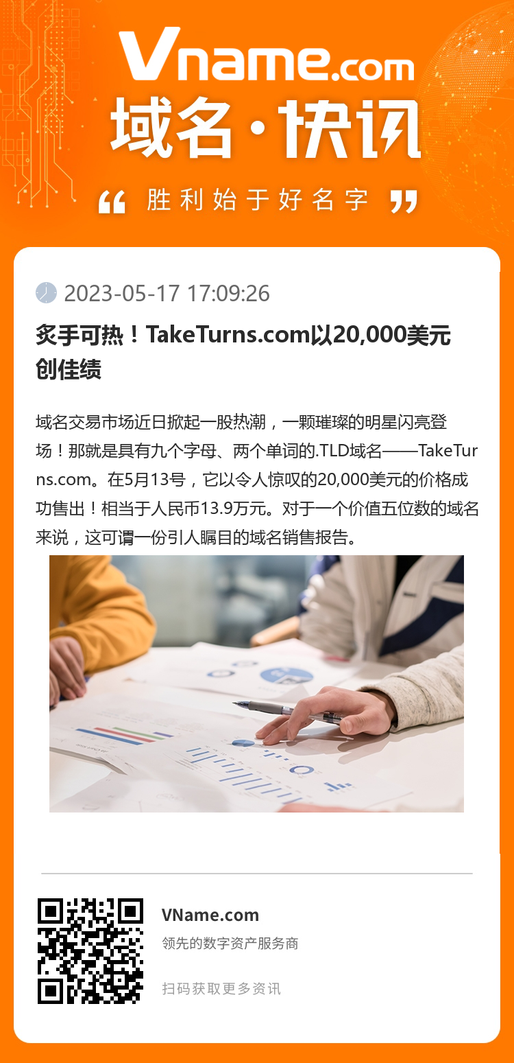 炙手可热！TakeTurns.com以20,000美元创佳绩