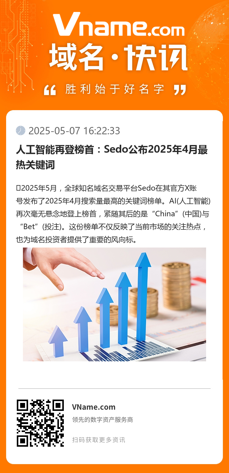人工智能再登榜首：Sedo公布2025年4月最热关键词