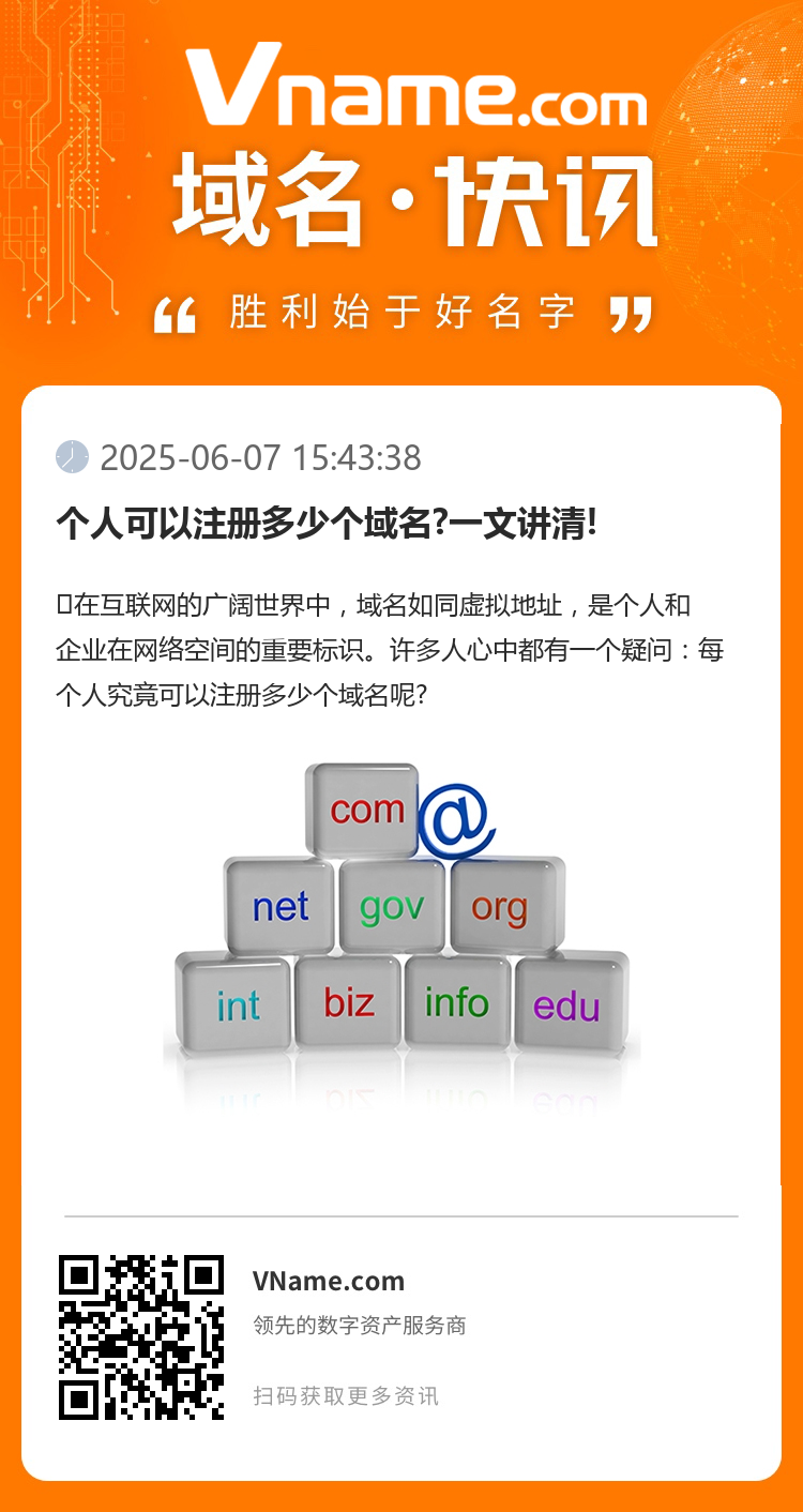 个人可以注册多少个域名?一文讲清!