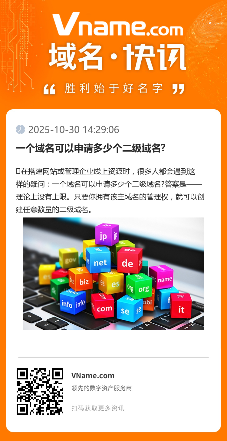 一个域名可以申请多少个二级域名?