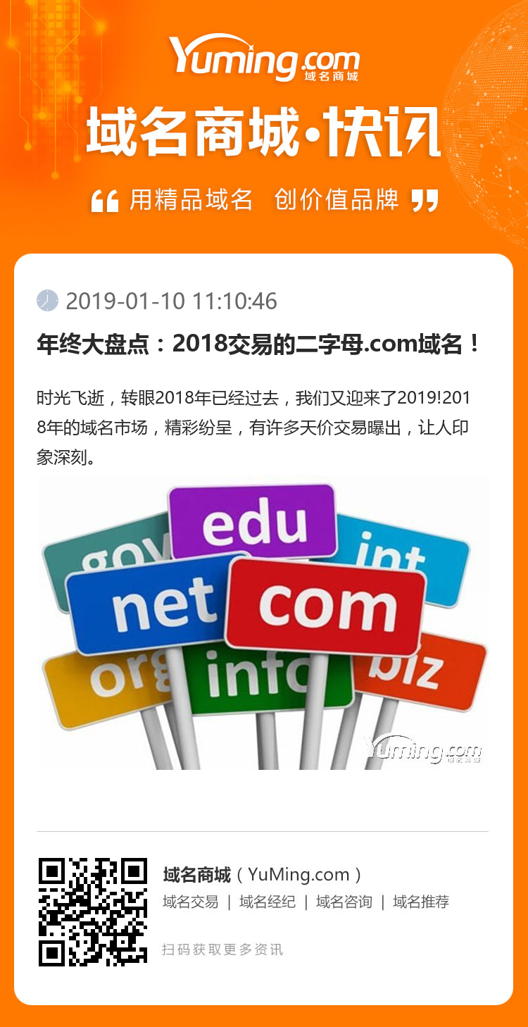 年终大盘点:2018交易的二字母.com域名!