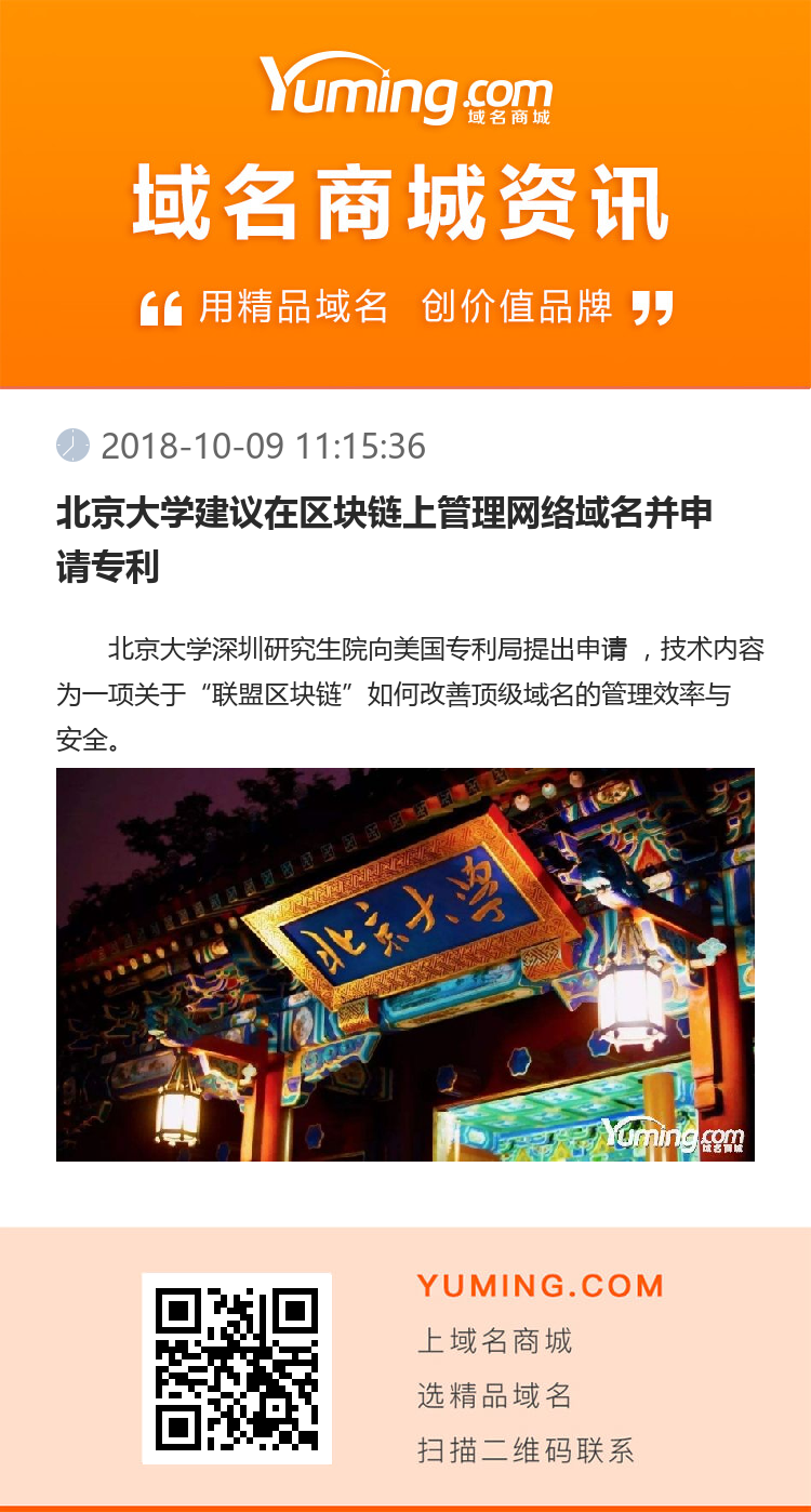 北京大学建议在区块链上管理网络域名并申请专利