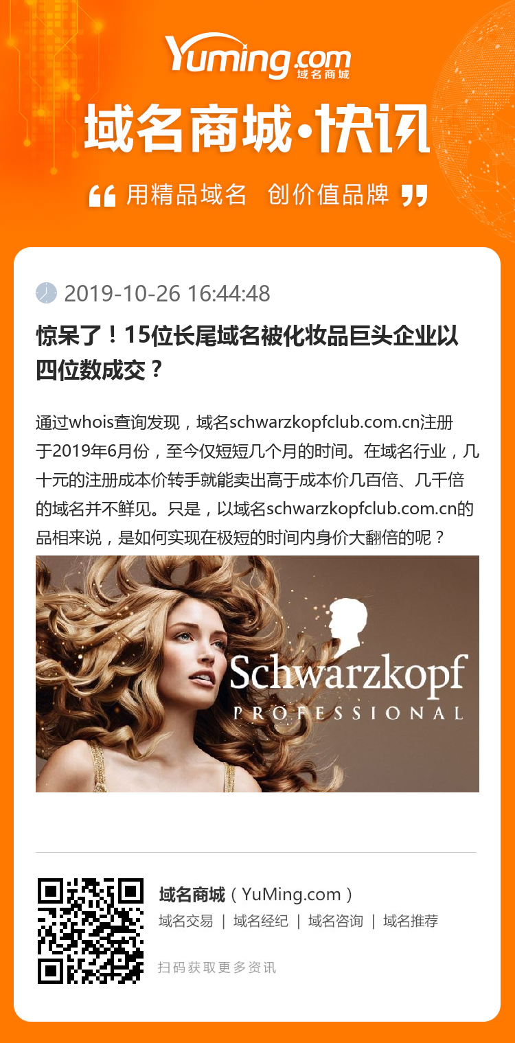 惊呆了！15位长尾域名被化妆品巨头企业以四位数成交？