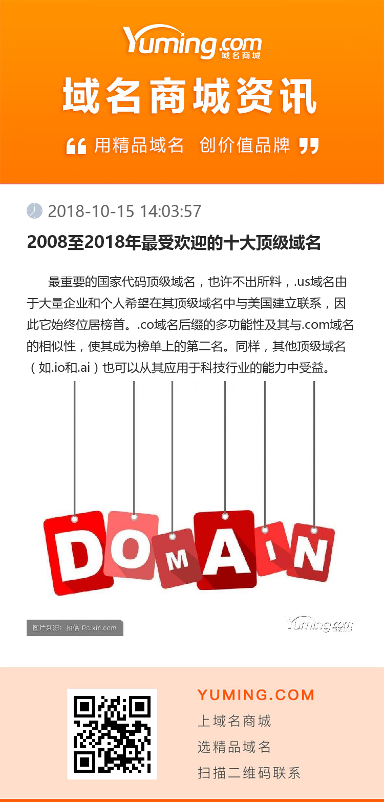 2008至2018年最受欢迎的十大顶级域名